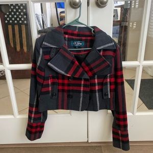 Plaid crop Pea-Coat